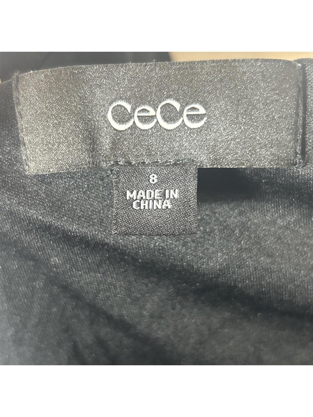 $119 CeCe Women's Black Chiffon Ruffled Self-Tie Halter Sleeveless Dress Size 8 - Picture 6 of 7